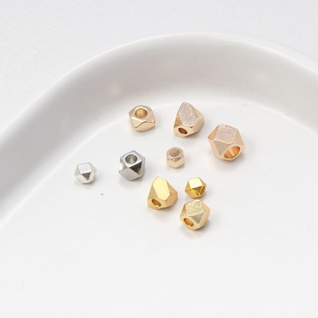 14k gold-filled accessories, color-preserving, corner-cut polygonal 4mm beads, handmade materials, jewelry accessories, diy loose beads, 50 pieces
