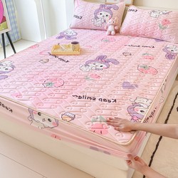 2025 new summer ice silk bed covers latex mat three-piece set cute little girls dormitory baby can be machine washed