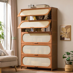 Bookshelf Storage Rack Floor-Standing Bookcase Children's Storage Cabinet Integrated Wall-Mounted Storage Home Solid Wood with Door Dustproof Side Cabinet