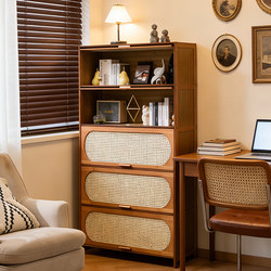 Bookshelf Storage Rack, Floor-Standing Bookcase, Children's Storage Cabinet, Integrated Wall-Mounted Storage, Household Solid Wood Dust-Proof Side Cabinet with Doors