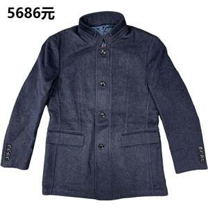 The genuine mall withdrawal cabinet 5686 yuan men's fashion wool woolen coat stands collar, hatless zipper business leisure autumn and winter
