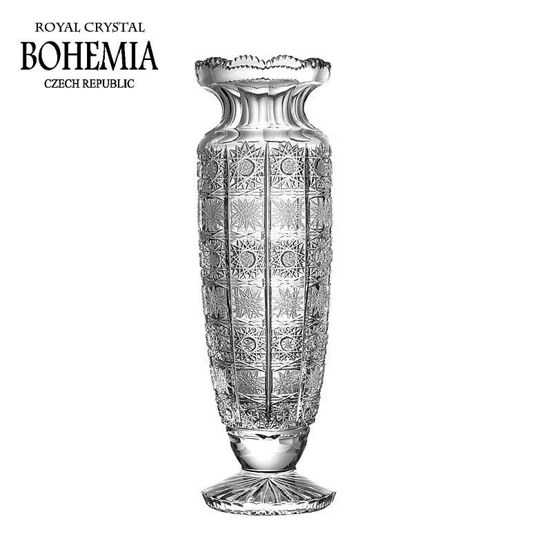 新品捷克进口BOHEMIA波西米亚水晶玻璃花瓶手工车刻欧式轻奢花瓶-Taobao