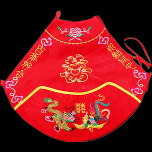 Wedding celebration, dragon and phoenix embroidered bellyband with pocket bib Chinese style wedding big red doll photo care bellyband
