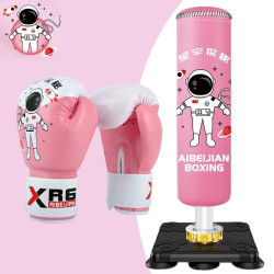 Standing Boxing Punching Bag for Home Use, Pink Punching Bag for Children, Boys and Girls Fighting Training, Taekwondo Suction Cup Floor