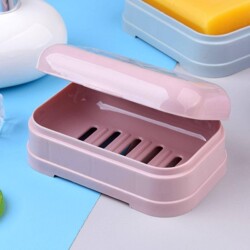 Integrated grid soap box with lid large household drain creative student dormitory portable double-layer soap box