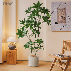 Newly Upgraded High-End Light Luxury Artificial Money Tree Potted Plant Large Leaf Umbrella Plant Indoor Fake Green Plant Decorative Ornament