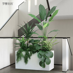 Roman's Mother's Simulated Plant Landscape, High-End Light Luxury Bionic Fake Green Plants, Floor-Standing Flower Trough Landscaping Decoration Ornaments