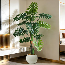 Modern Light Luxury Artificial Plant Greenery Spring Leaf Fake Tree Decorative Ornament for Living Room Sofa Side High-End Floor-Standing Potted Plant