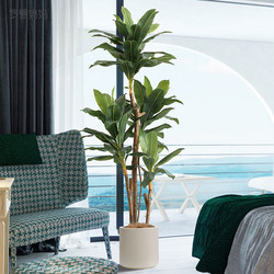 Roman's Mother's Light Luxury Artificial Plant Potted Velvet Fake Green Plant Large Indoor Floor-Standing Decoration for the Living Room