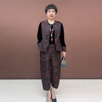 
Chinese style mother dress spring three-piece vest pants T