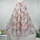 2025 spring and summer new three-dimensional embroidered floral mesh skirt high-waisted slim long skirt sweet fairy soft gauze skirt