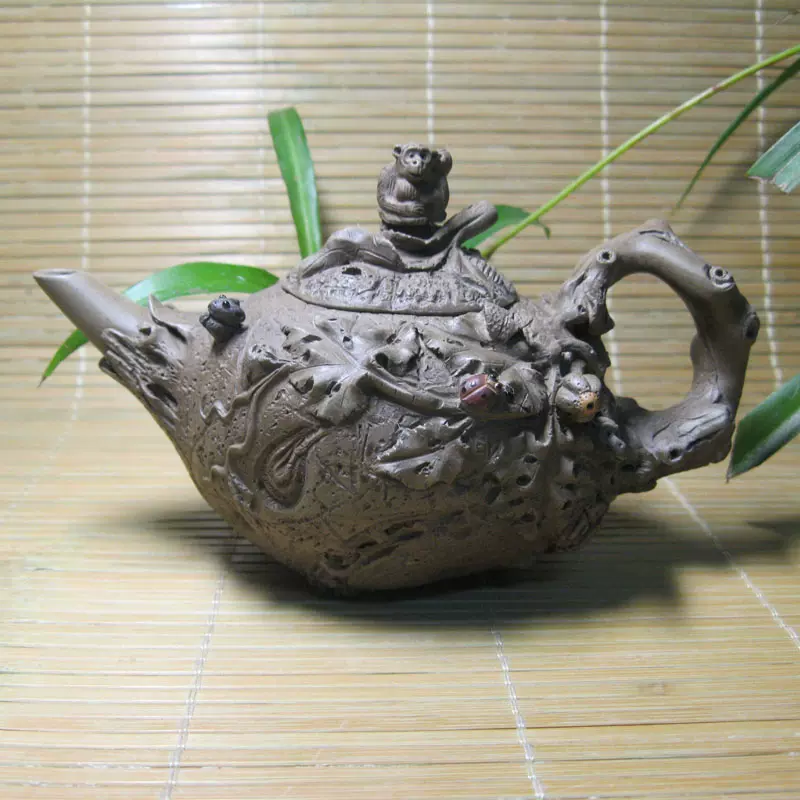 宜興全手工紫砂壺名家王小平猴子貢春壺泡茶用200-400cc紫砂茶壺