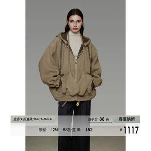 
UNSPOKEN100 wool reversible hooded double-sided woolen coat for women original design short woolen coat