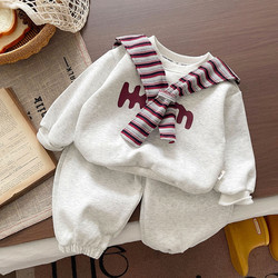 Baby Clothes Spring Season Boys Korean Style Casual Hooded Sweatshirt and Sweatpants Set Fashionable Long-Sleeve Outfit for Boys Trendy for Going Out