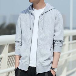 Clearance Sale Men's New Pure Cotton Loose Sweatshirt Spring and Autumn Zip-Up Cardigan Casual Hooded Jacket Trendy