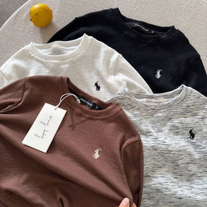 
Children's solid color T-shirt long-sleeved 2025 Spring and Autumn New Style Boys and Girls Tops Soft Baby Trendy Brand Base Shirt