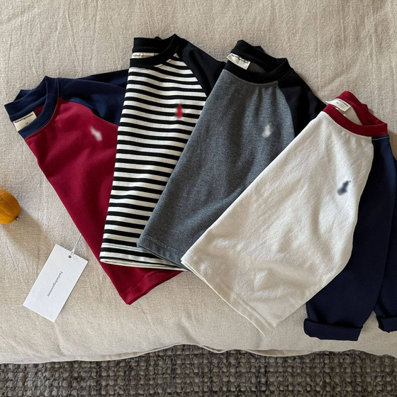 
Children's Raglan Sleeve Men's 2026 Spring and Autumn New Children's Color Blocking Bottoming Shirt Pure Cotton Baby Long Sleeve T-shirt Women's Fashionable