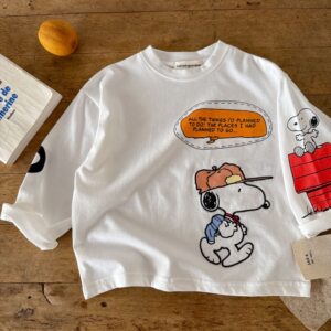 
Children's cartoon T-shirt cute 2026 spring and autumn new style embroidered tops for boys and girls Japanese baby bottoming shirt long sleeves