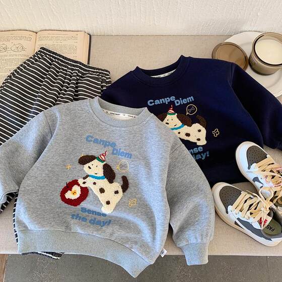 
Children's sweatshirts 2026 spring and autumn new style boys' cartoon puppy tops female baby casual long-sleeved T-shirts fashionable