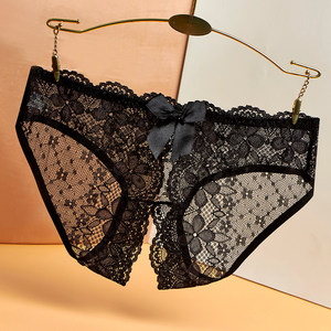 2022 New product, fashion explosion, open crotch, no trace, low -waisted big size thong panties free of flirting lace sexy pants female
