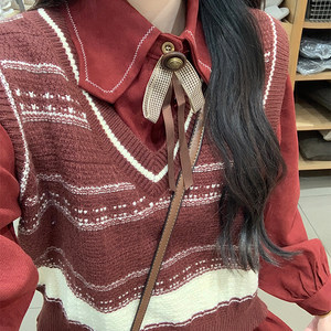 
High school student autumn and winter corduroy dress girl college style mid-length skirt junior high school student sweater vest suit skirt