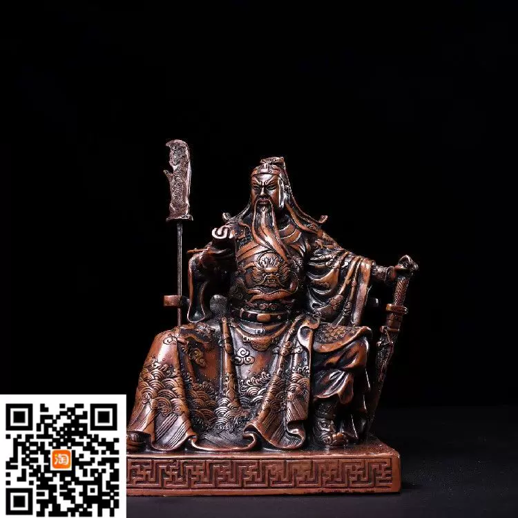珍品旧藏收纯铜高浮雕錾刻看书关公工艺精湛造像精美古玩老物件-Taobao