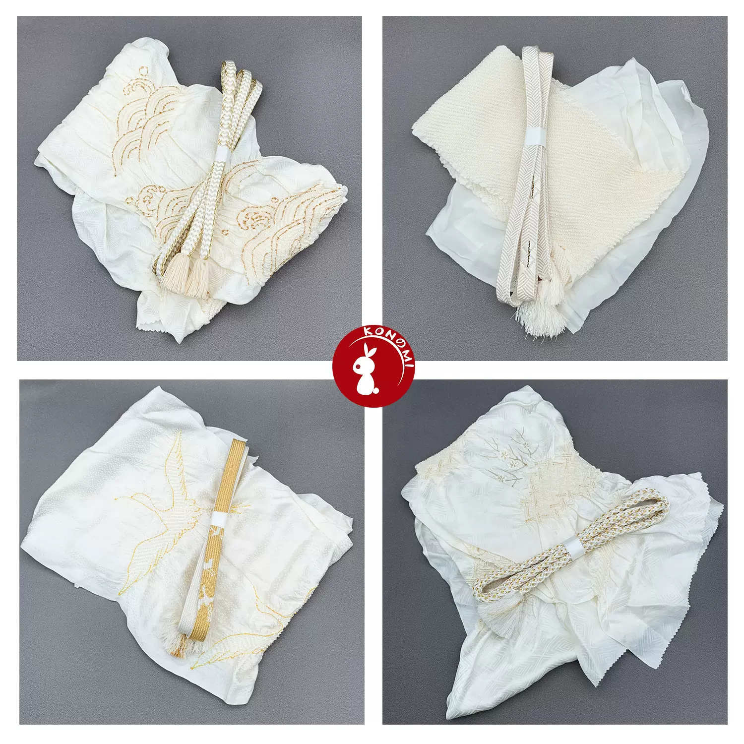 金銀系套裝＊美品】日本製正絹禮裝帶揚帶締總絞平紋丸組平組-Taobao