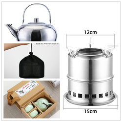 Outdoor water boiler wood stove outdoor new portable tea making picnic stove camping cookware complete set