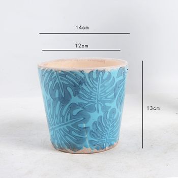 
Central and Northern European creative ceramic ice-cracked glaze flower green plant succulent potted pot decal retro pastoral home gardening soft decoration