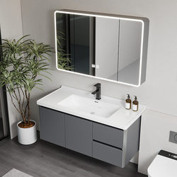 Thickened honeycomb aluminum bathroom cabinet drawer cabinet bathroom hand wash basin cabinet combination ceramic integrated basin wash table