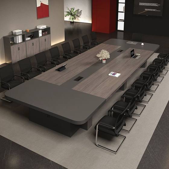 
Conference table, long table, simple modern large-scale board training table, rectangular strip office desk, chair combination office furniture