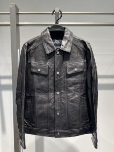 
B1BDF4F07 PEACEBIRD Men's 2025 Autumn New Black Lapel Motorcycle Retro Genuine Leather Sheepskin Leather Jacket