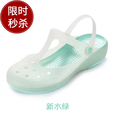 Nhựa Ngày Mưa Chống Thấm Nước Mary Jane Crocs Jelly Giày Giày Đi Biển Mềm Đế Dép Nữ Áo Khoác Ngoài Size Lớn Trắng dép kẹp đi biển