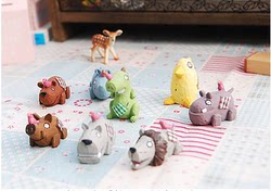 Zakka Miscellaneous Goods Home Decor Healing Style Roogo Small Animals Lazy Lying Series Imitation Wood Carving Craftsmanship