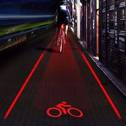Night Cycling Laser Tail Light Projection Logo Parallel Line Laser Tail Light Mountain Bike Cycling Warning Light