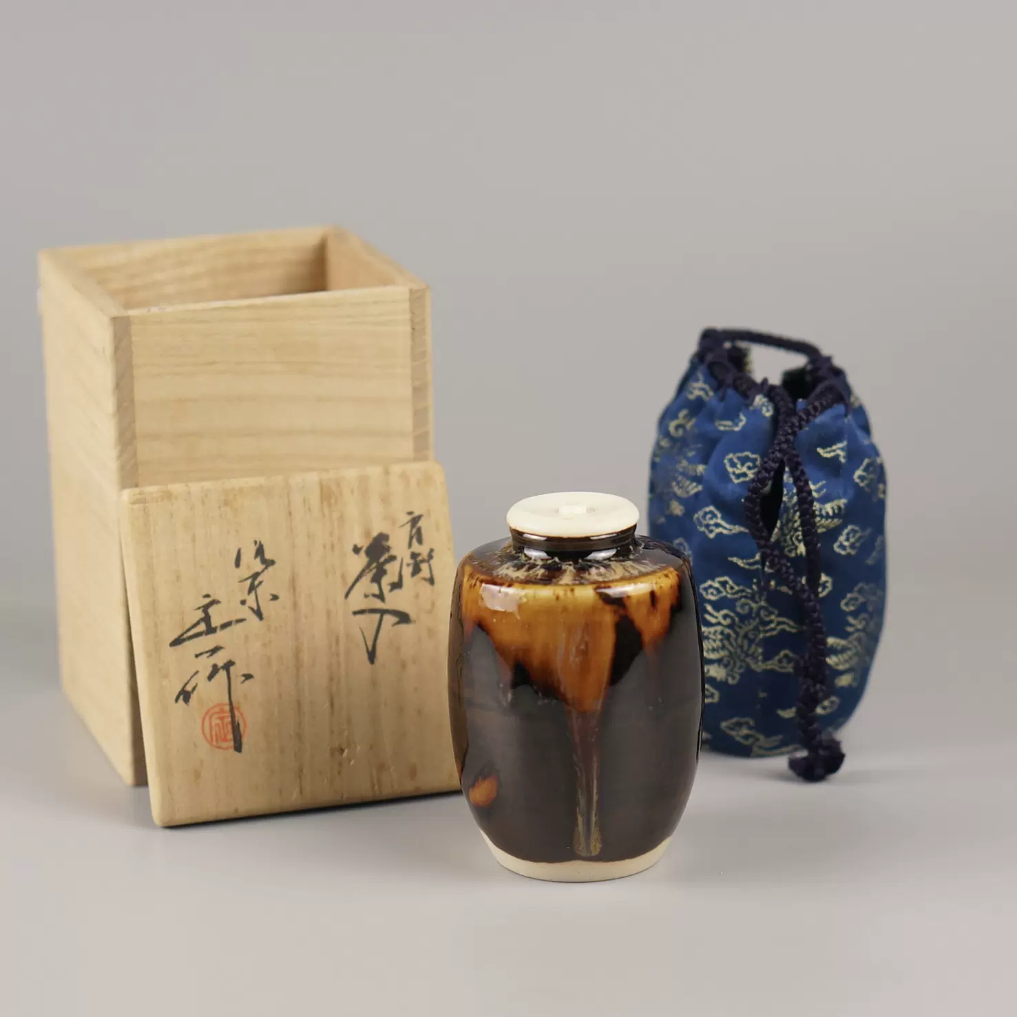 日本乾茂號造純錫製茶葉罐本錫茶壺茶入茶倉日式茶道具煎茶器錫罐-Taobao