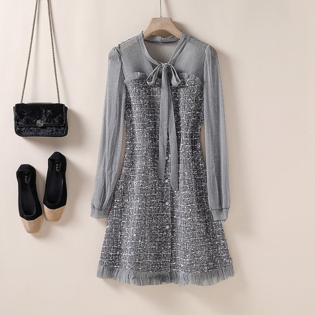 Xiaoxiang style wool vest skirt, niche versatile tweed A-line slim dress 2025 autumn and winter new women's clothing