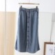2025 new product soft and comfortable to make it look slim and over-the-knee cover the hips A-line button large mid-length denim skirt women's skirt