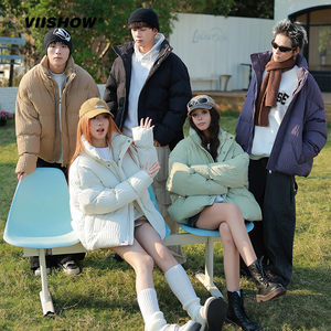 
VIISHOW American high street textured graphene cotton clothing for men and women loose casual couple warm cotton coat jacket