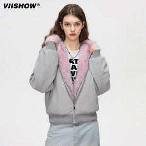 
VIISHOW American retro mountain sculpture short velvet warm cotton jacket for men and women couples wear thick cotton jacket