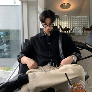 
Bishe high-end Korean spring new style blended knitted cardigan casual loose youth fashion long-sleeved sweater men