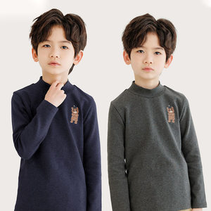
[Pure cotton brushed] Junyi Liangpin boys' half turtleneck bottoming shirt autumn and winter children's skin-friendly long-sleeved T-shirt medium thick