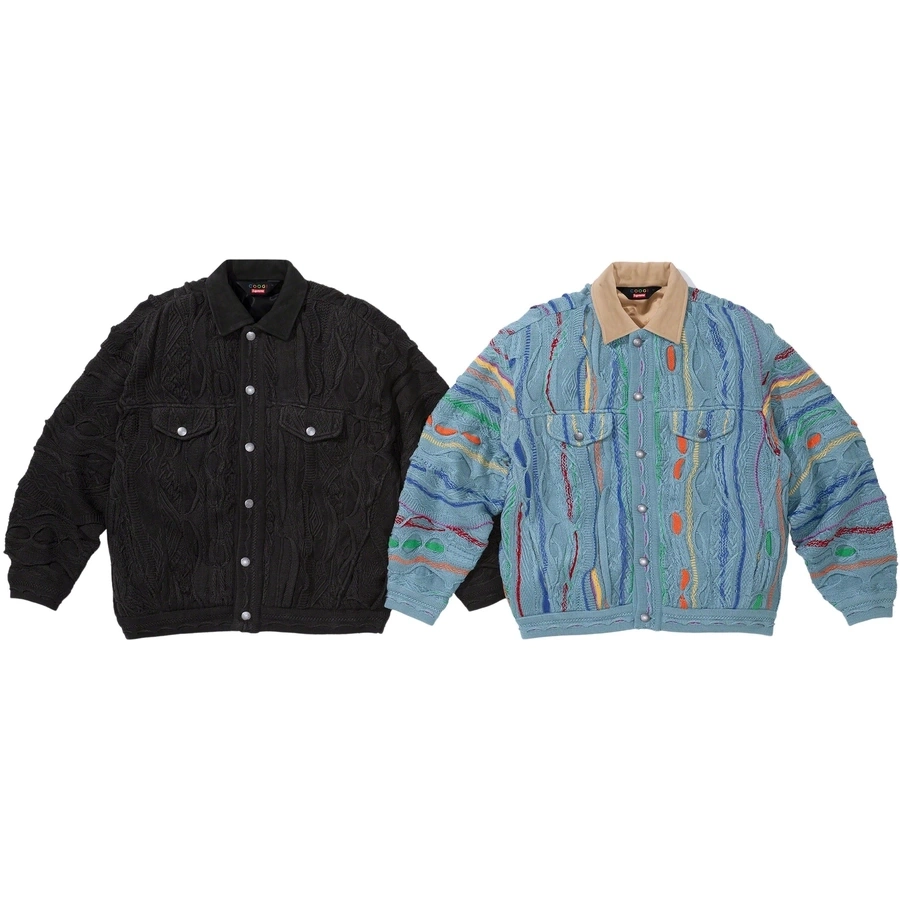 美代Supreme Coogi Trucker Jacket 联名针织夹克外套SS23-Taobao