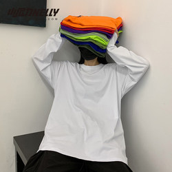 ins Pure Cotton 25 Korean ins Vintage Basic Solid Color Autumn Base Layer Shirt for Men and Women Long-Sleeve T-Shirt Bf Style