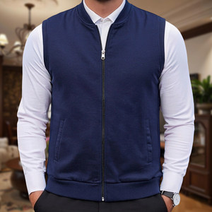 
Thin waistcoat 100% cotton vest for dad business casual zipper vest men's sleeveless vest loose and breathable
