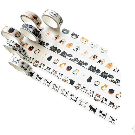 
Cat Tape Creative Cute Washi Girl Handbook Collage Cartoon Children Animal Basic Handbook Decoration Sticker