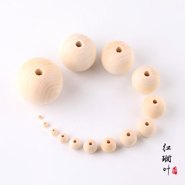 Log color wooden beads, wooden loose beads, Buddhist beads, DIY jewelry accessories, lotus wood round balls, straight hole beads