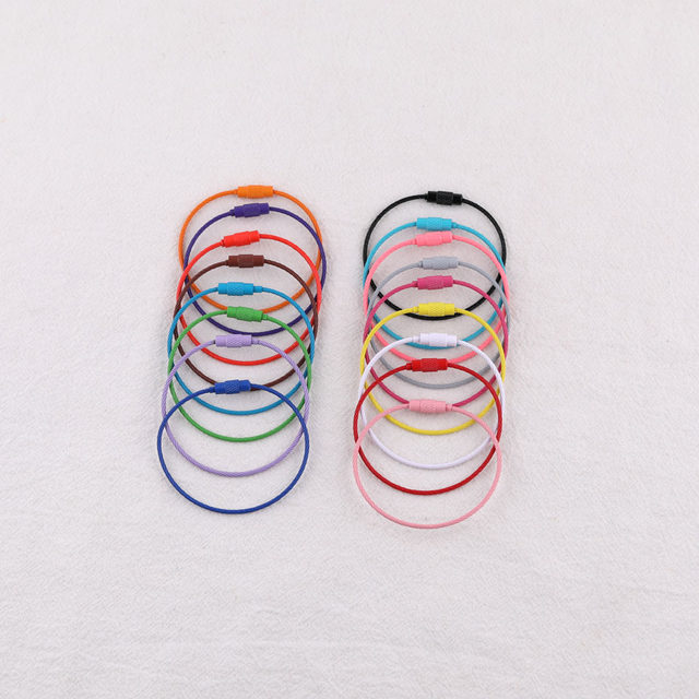 diy jewelry accessories materials color spray painted steel wire rope rotating screw key ring keychain