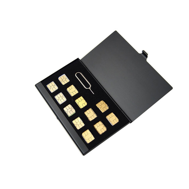 Mobile phone card storage box, aluminum alloy sim card bag, 24 nano sim card sorting box, card box, needle delivery