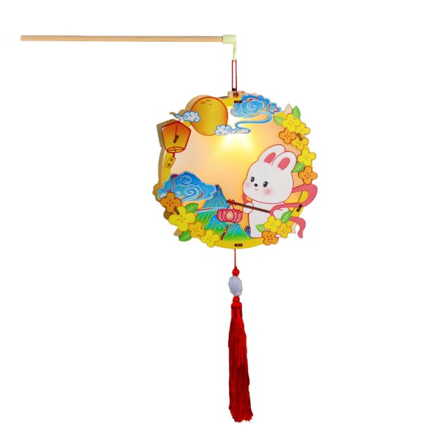 Wooden lantern handmade diy material package New Year Jade Rabbit ...